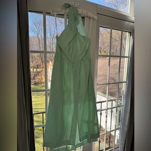 Jcrew Seersucker Green and White Halter Dress Never Worn Size 6